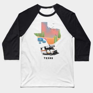 Texas Map Travel poster Baseball T-Shirt